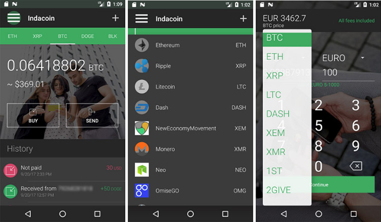 Indacoin Mobile Wallet